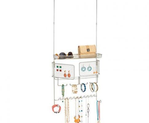 mDesign Hanging Fashion Jewelry Organizer for Rings, Earrings, Bracelets, Necklaces – Over Door, Satin Review