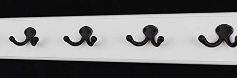 White Coat Rack with Aged Bronze Double Style Hooks (25.5″ x 3.5″ with 5 hooks) Review