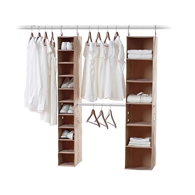neatfreak 5666-ST closetMAX 3 Piece Kit with 6 & 10 Shelf Storage Organizers with Double Hanging Expandalbe MAXbar