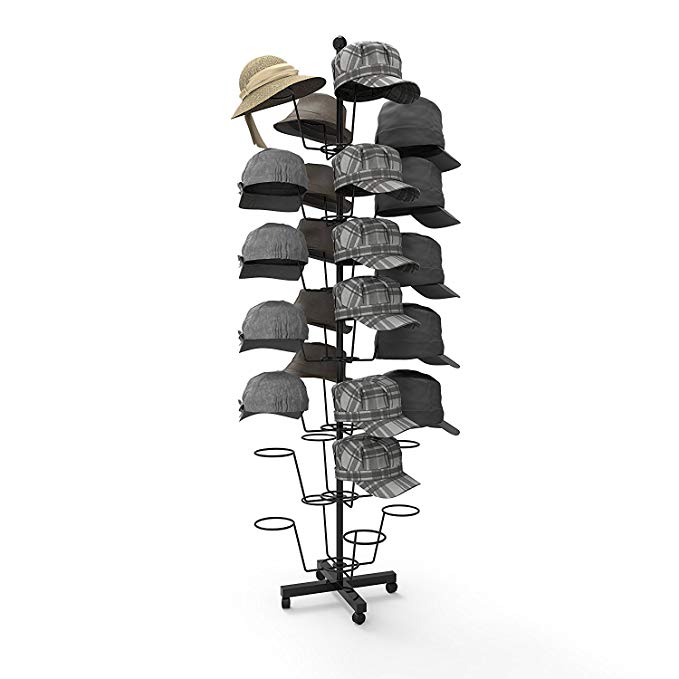 Pesters (US STOCK) 7 Tiers Revolving Floor Display Hat Rack Hanger Retail Store Hat Cap Display, 35 Hold