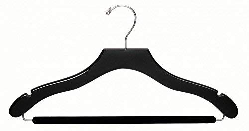 The Great American Hanger Company Wooden Black Finish Hanger with Non-Slip Bar & Notches (Box of 25)