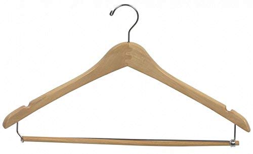 The Great American Hanger Company Natural Suit Hanger with Locking Bar & Notches (Box of 50)