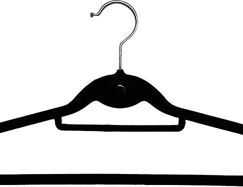 The Great American Hanger Company Black Cascading Slim-Line Hanger, Box of 100 Stackable Velvet Ultra Thin Suit Hangers with Tie Bar, Notches, and Chrome Swivel Hook Review