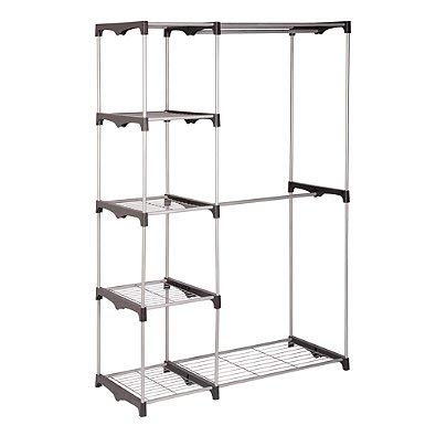 Honey-can-do® 68-inch Steel Freestanding Wardrobe Closet, 4-tier Stacking Shelves, Dual Rods for Hangers, Perfect for Your Shoes, Clothes & Other Items Organized Review