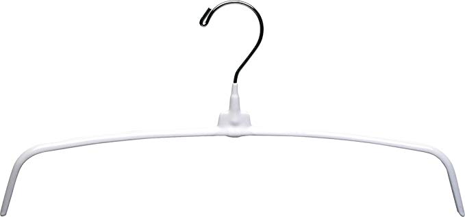 Metal Non-Slip Vinyl Coated Top Hanger, White Finish with Chrome Hardware, Box of 50 by The Great American Hanger Company