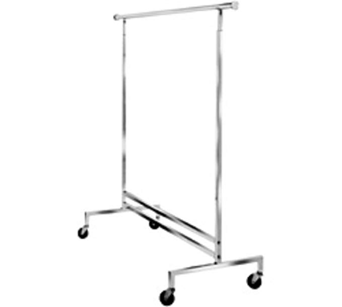 Rolling Garment Clothing Display Salesman's Rack with Adjustable Single Rail: Commericial Grade