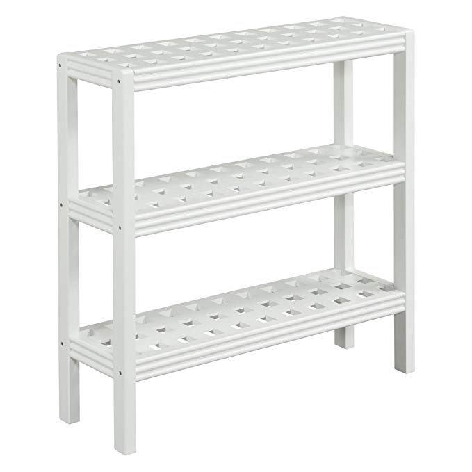 New Ridge Home Goods Beaumont Solid Birch Wood 3-shelf Console, Small, White