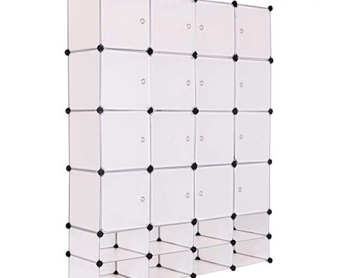 TANGKULA Portable Clothes Closet Wardrobe Bedroom Armoire DIY Storage Organizer Closet with Doors, 16 Cubes and 8 Shoe Racks Review