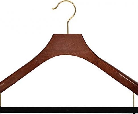 Wooden Deluxe Suit Hanger w/ Non-Slip Bar, Brass Hook and Walnut Finish, box of 12 by The Great American Hanger Company Review