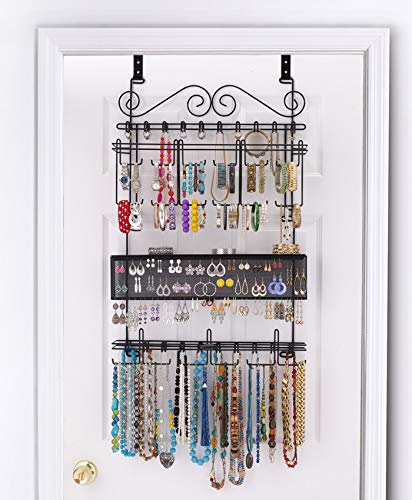 Longstem: 6100 Overdoor Wall Jewelry Organizer Valet in Black - Holds over 300 pieces! Unique patented product - Rated Best!