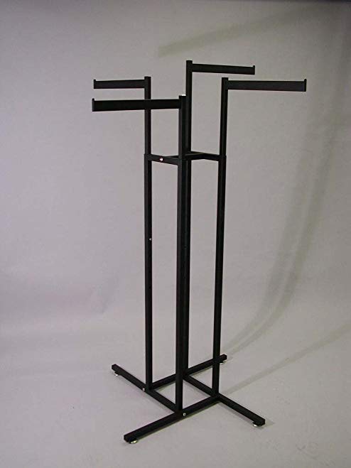 4 WAY SQUARE TUBE RACK WITH 4 STRAIGHT 16 FLAG ARMS-TEXT BLK-Lot of 1 by Unknown