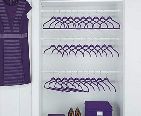 JOY Mangano 100-piece Huggable Hangers Set, Purple Orchid with Brass Review
