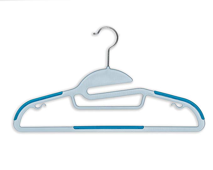 Zen Closet Dry Wet Clothes Amphibious Light Weight ABS Hangers with Non-Slip Shoulder Design, steel Swivel Hooks, Value Pack - Set of 200, Blue