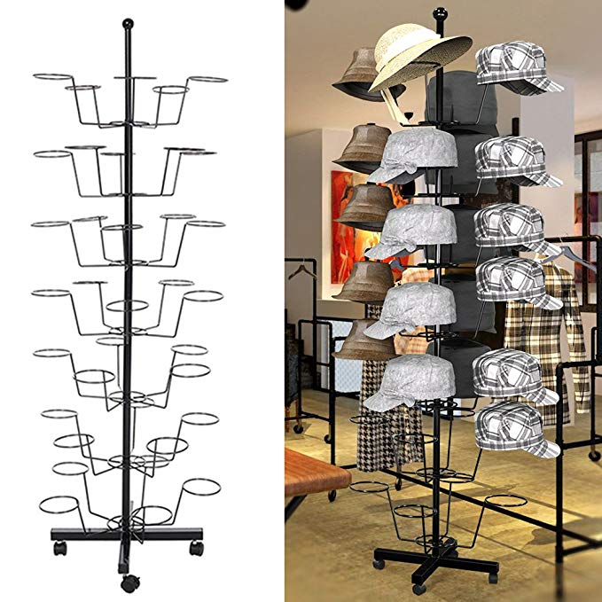 Oanon Hat Cap Display Retail Rotating Adjustable Metal Stand Hanger Rack Organizer