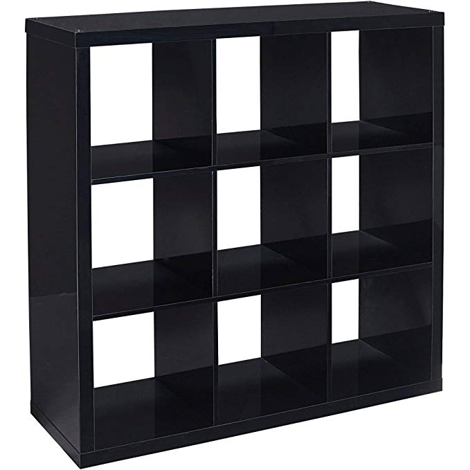 Better Homes and Gardens 9-cube Organizer Storage Bookcase Bookshelf Cabinet Divider (Black Lacquer)
