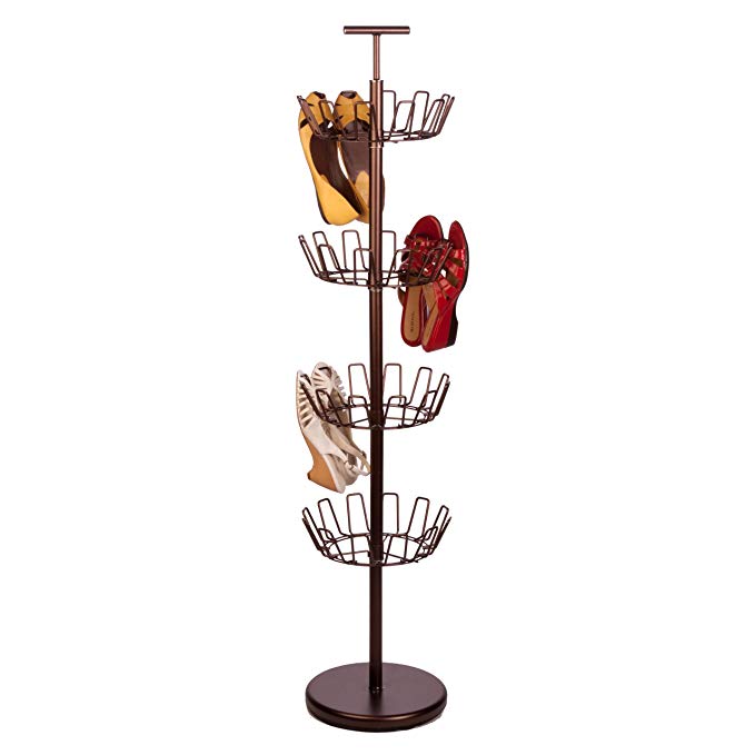 Honey-Can-Do SHO-02221 Shoe Tree with Spinning Handle, Bronze, 4-Tier