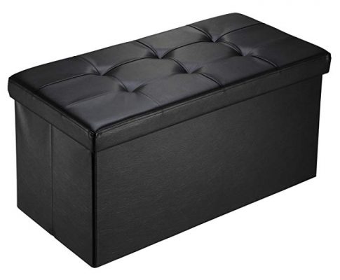 Ollieroo Faux Leather Folding Storage Ottoman Bench Foot Rest Stool Seat Black 30”X15”X15” Review
