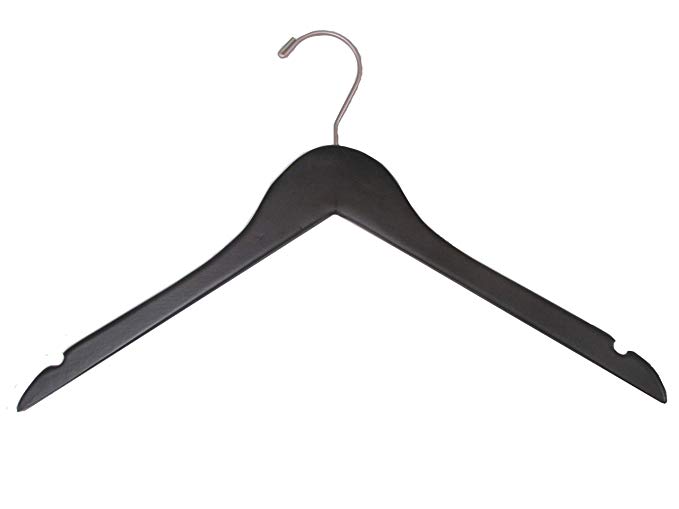 The Great American Hanger Company Wooden Top Hangers, Espresso Brushed/Chrome Finish, Box of 100