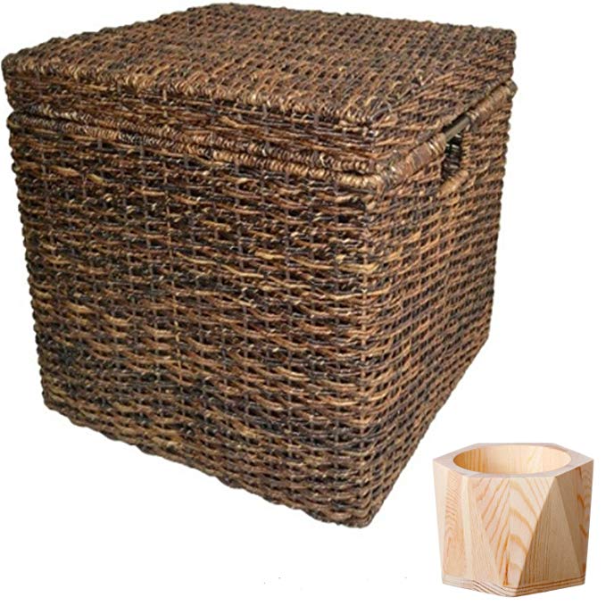 Wicker Lidded Cube Storage Basket Baskets for storage Large storage baskets Laundry Baskets - Dark Global Brown - Threshold (1)