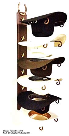 Mark Christopher Collection American Made Cowboy Hat Holder STAR with Genuine Horseshoe 886 6 Tier Hat Rack