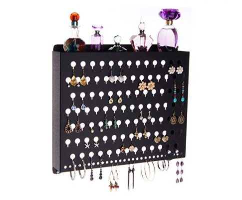 Angelynn’s Wall Earring Holder Organizer Jewelry Storage Rack with Shelf, Hannah Black Review