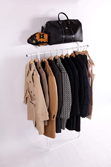 idee Free Standing Leaning Multi-functional Coat and Shoe Rack, Space-saving Garment Organizer, EDLR142W