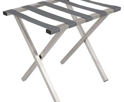 Wholesale Hotel Products MLR_SQ_BS_GR Brushed Stainless Steel Luggage Rack, Straps, Square Tubing, Gray Review