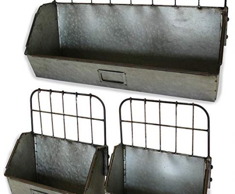 Metal Shelf Bin, Set of 3, Old Factory Style | (Sitting, Hanging, Galvanized, Industrial) | by Urban Legacy Review