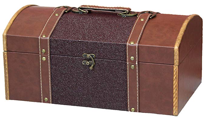 Vintiquewise(TM) Leather Trunk/Treasure Chest for Scarves, 15-Inch