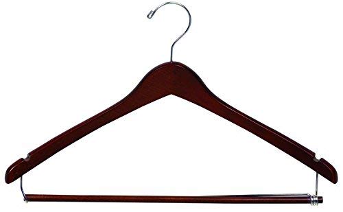 The Great American Hanger Company Walnut Suit Hanger with Locking Bar & Notches (Box of 100)