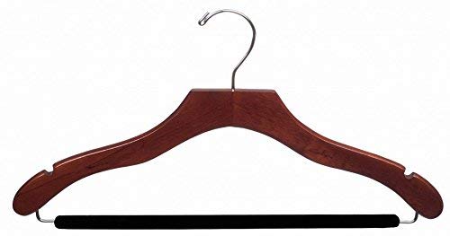 The Great American Hanger Company Wooden Walnut Finish Hanger with Non-Slip Bar & Notches (Box of 50)