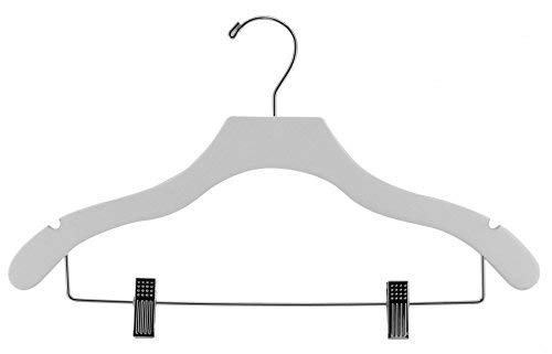 The Great American Hanger Company Wooden Combo White Finish Hanger with Clips and Notches (Box of 50)