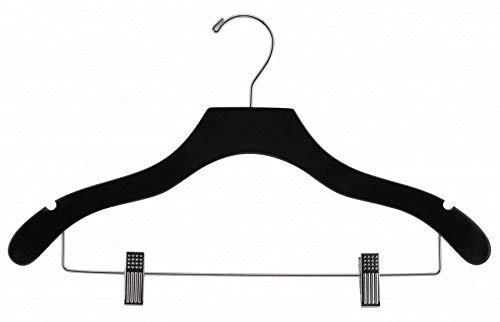 The Great American Hanger Company Wooden Combo Black Finish Hanger with Clips and Notches (Box of 25)