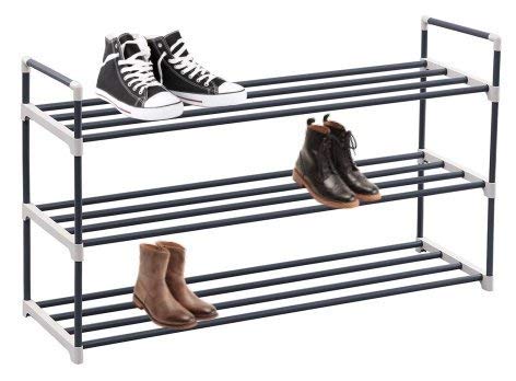 3-Tier shoe rack organizer storage bench stand for mens womens shoes closet with iron shelves that holds 15 pairs. Hot black shoe racks with three tiers metal shelf & easy assembly with no tools. Review