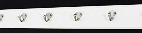 White Coat Rack with Satin Nickel Single Style Hooks Style Hooks (36″ x 3.5 with 7 hooks) Review