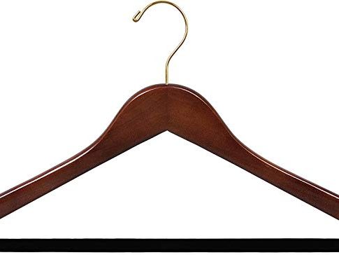 Wooden Suit Hanger w/ Velvet Bar, Walnut Finish with Brass Hardware, Box of 50 by The Great American Hanger Company Review