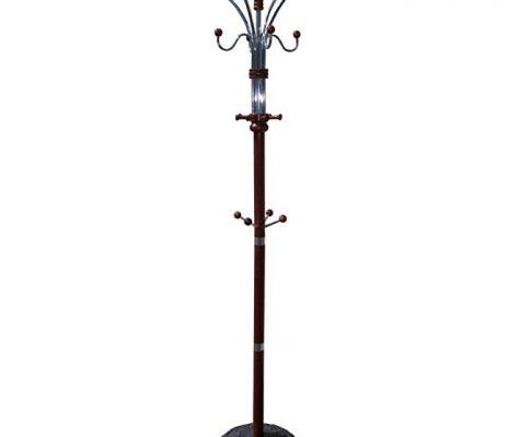 12 Hook Six Foot Wood and Chrome Coat Rack In Cherry Finish Review