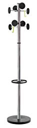 Alba Floor Coat Stand with 8 Rounded Plastic Coat Pegs, Chrome (PMSTAN3CH)