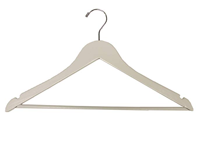 The Great American Hanger Company Wooden Suit Hangers, White/Chrome Finish, Box of 50