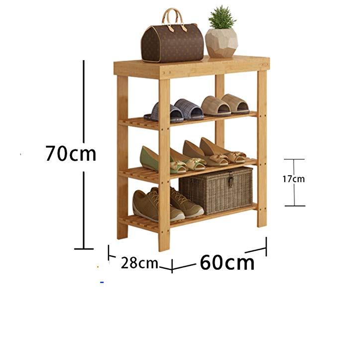 DULPLAY Shoe rack,Bamboo shoe rack,Entryway shoe shelf Change the shoes stool Stand shelves Stackable Entryway bedroom 2-4 tier 9-18 shoes -L 70x28x60cm(28x11x24inch)