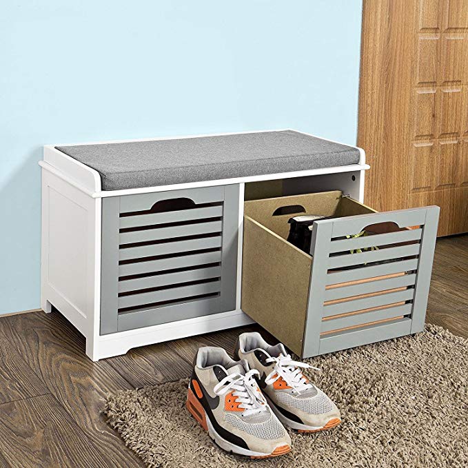SoBuy Storage Bench,Shoe Cabinet,Shoe Bench,Storage Cabinet,FSR23-K-HG