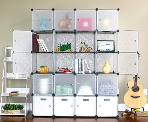 UNICOO – Multi Use DIY 20 Cube Organizer, Wardrobe Closet, Bookcase, Storage Cabinet with Design Pattem – (Regular Cube, Semitransparent) Review