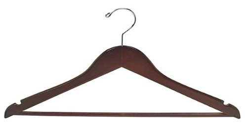 Walnut & Chrome Flat Suit Hanger (Petite Size) [ Bundle of 50 ]