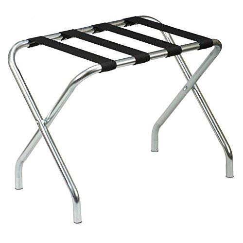 Gate House Furniture Chrome Luggage Rack with Black Straps