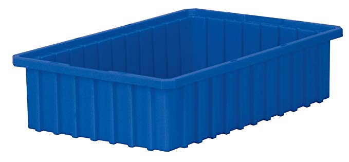 Akro-Mils 33164 Akro-Grid Slotted Divider Plastic Tote Box, 16-1/2 -Inch Length by 10-7/8-Inch Width by 4-Inch Height, Case of 12, Blue,