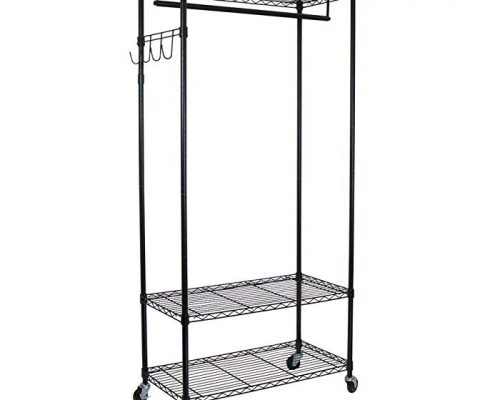 Oceanstar Garment Rack with Adjustable Shelves with Hooks, Black Review
