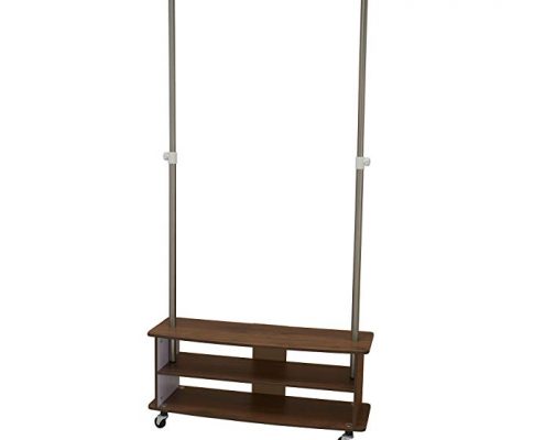 Household Essentials 7063-1 Rolling Garmant Rack with Storage Shelves, Walnut Review