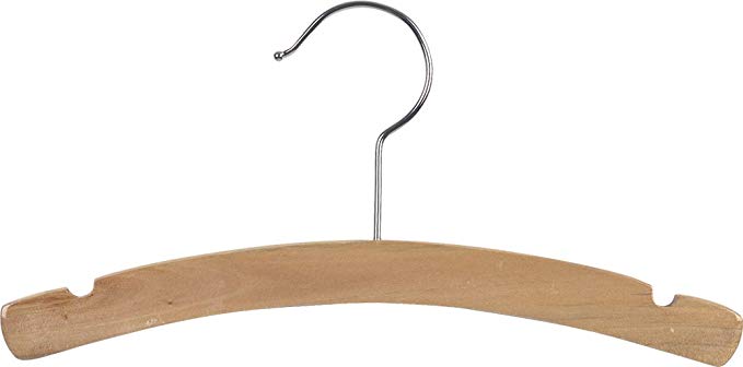 Wooden Kids Top Hanger, Natural Finish with Chrome Hardware, Box of 50 by The Great American Hanger Company