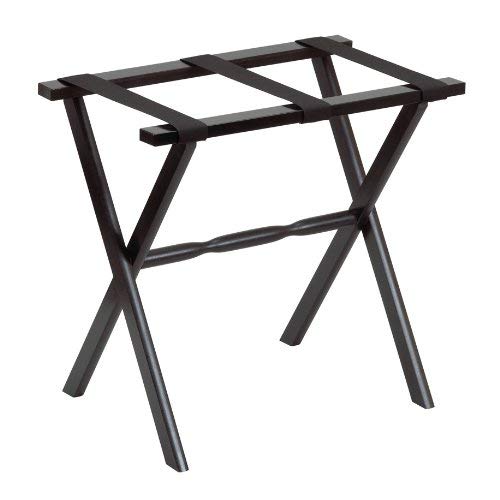Gate House Furniture Item 1005 Black Straight Leg Luggage Rack with 3 Black Nylon Straps 23 by 13 by 20-Inch