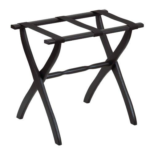 Gate House Furniture Item 1405 Black Contoured Leg Luggage Rack with 3 Black Nylon Straps 23 by 13 by 20-Inch
